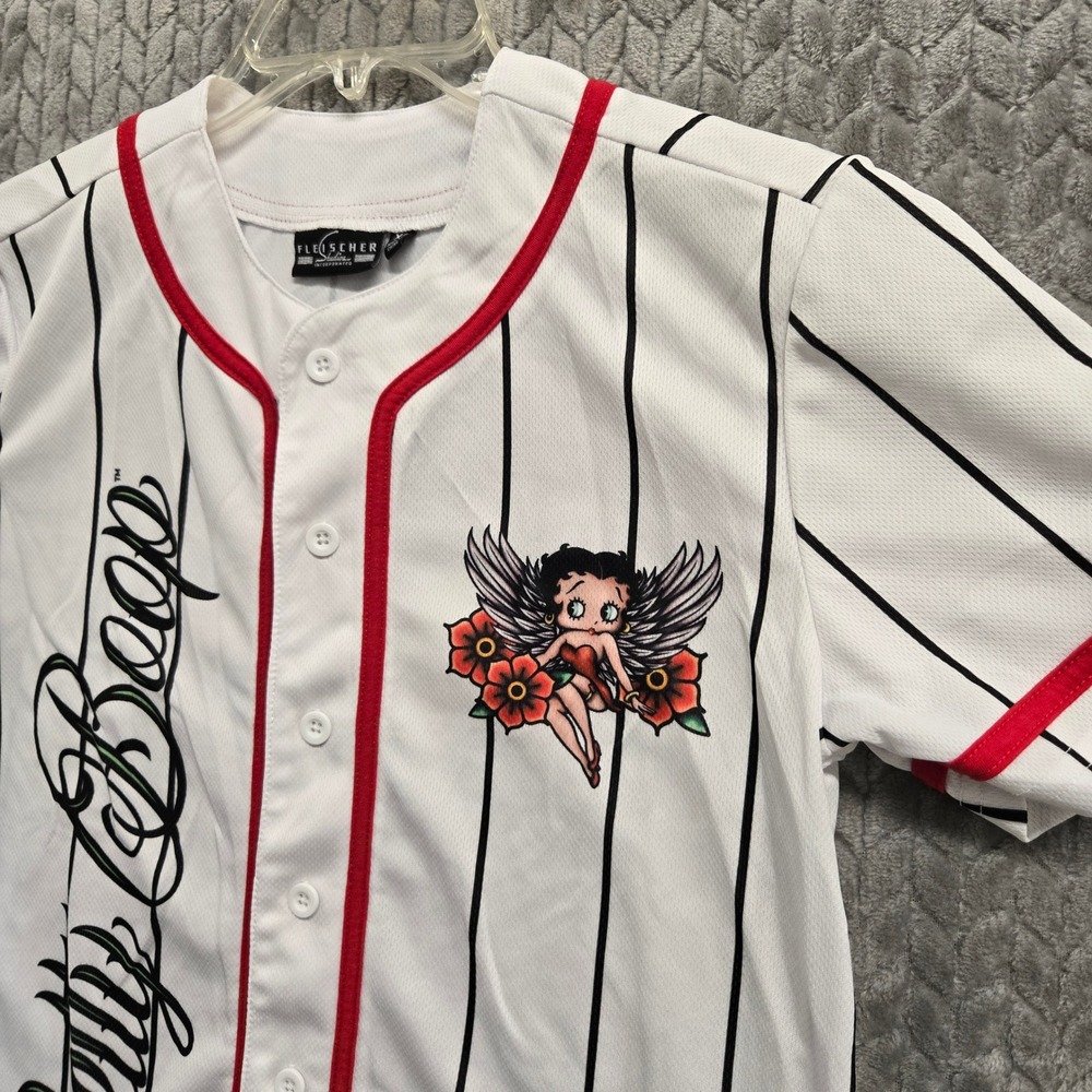 Fleischer Studios Betty Boop Baseball Jersey Pinstripe White Red Size‎ XS
